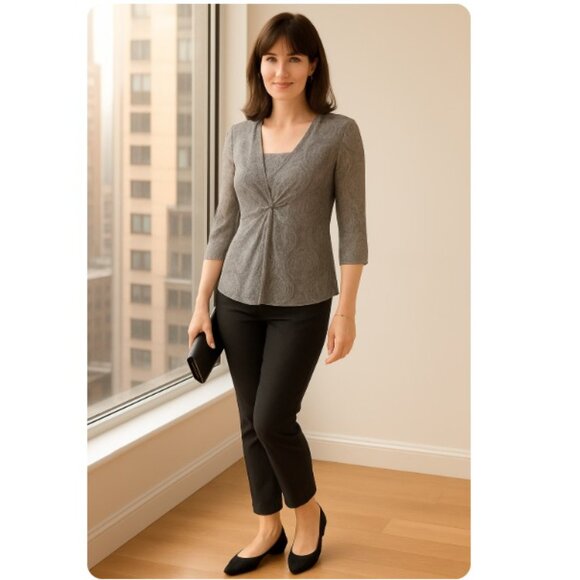 Ann Taylor Sheer Paisley Silk Top with Cami - Picture 3 of 8